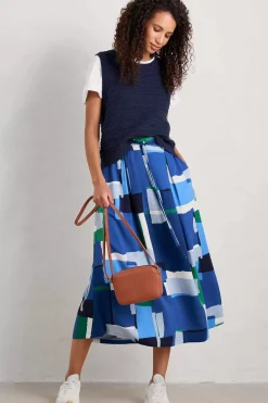 Skirts<Seasalt Cornwall Allantide Midi Skirt Francis Collage Blue Jay