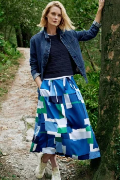 Skirts<Seasalt Cornwall Allantide Midi Skirt Francis Collage Blue Jay
