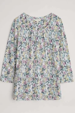 Tops<Seasalt Cornwall Appletree 3/4 Sleeve Top Floral Moor Chalk