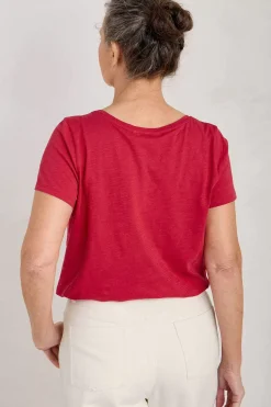 Tops<Seasalt Cornwall Appletree Keyhole Detail T-Shirt (Gots) Sedum