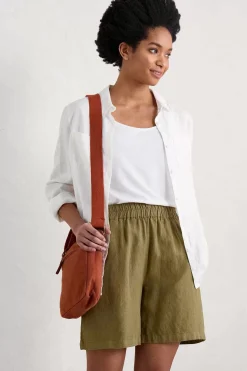 Trousers & Shorts<Seasalt Cornwall Aviso Wide Leg Linen Shorts Fern Moss