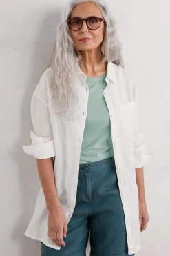 Tops<Seasalt Cornwall Beach Road Longline Linen Shirt Chalk