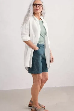 Tops<Seasalt Cornwall Beach Road Longline Linen Shirt Chalk