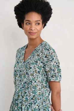 Dresses<Seasalt Cornwall Birch Leaf Midaxi Tea Dress Anemone Vintage Reflection