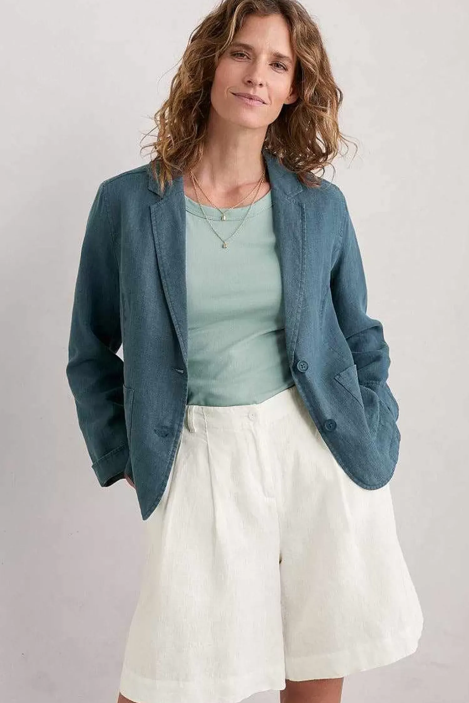 Coats & Jackets<Seasalt Cornwall Blinker Linen Blazer Pool
