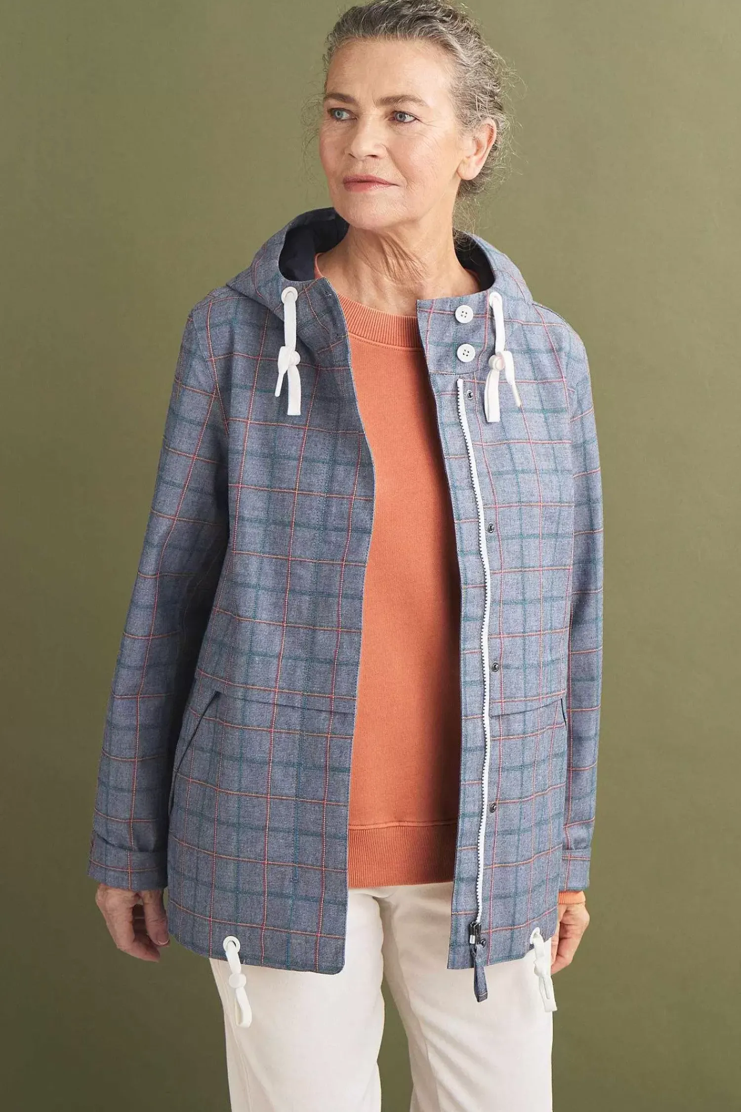 Coats & Jackets<Seasalt Cornwall Blue Depth Waterproof Jacket Skipper Chambray Check