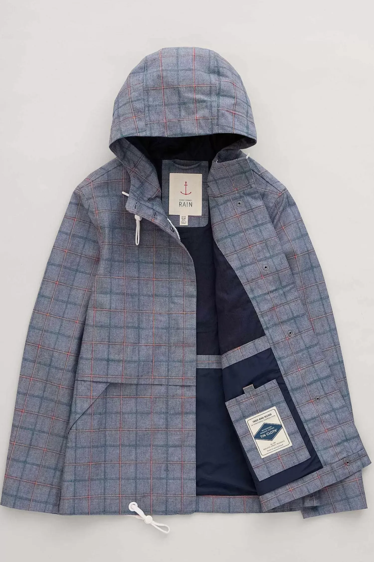 Coats & Jackets<Seasalt Cornwall Blue Depth Waterproof Jacket Skipper Chambray Check