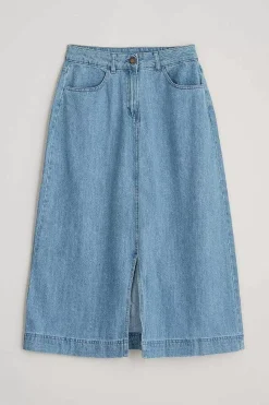 Skirts<Seasalt Cornwall Bowline Denim Midi Skirt Light Wash Rain Slub