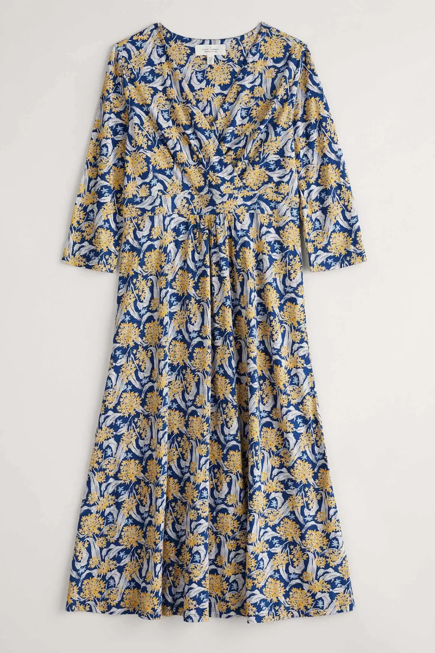 Dresses<Seasalt Cornwall Chapelle 3/4 Sleeve Jersey Dress (Gots) Woodland Garlic Marine
