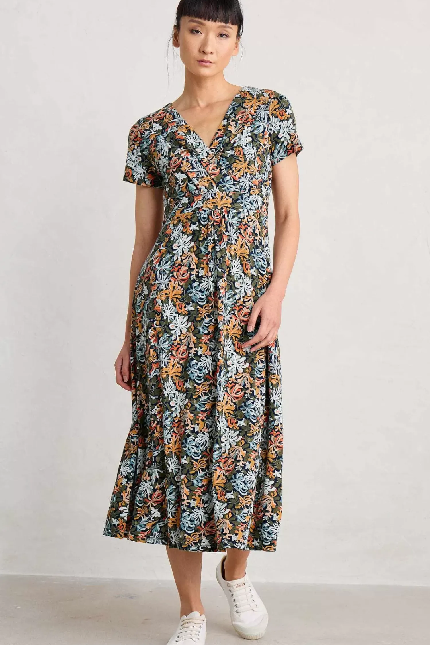 Dresses<Seasalt Cornwall Chapelle Jersey Dress (Gots) Honeysuckles Maritime