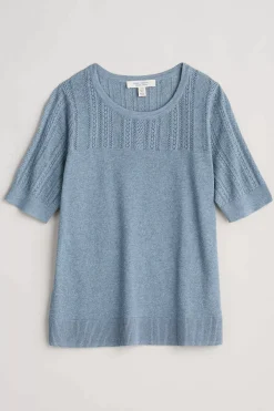 Knitwear<Seasalt Cornwall Chiff Chaff Short Sleeve Knitted Top Blue Fog