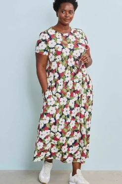 Dresses<Seasalt Cornwall Cladonia Short Sleeve Jersey Dress Coastal Bloom Maritime