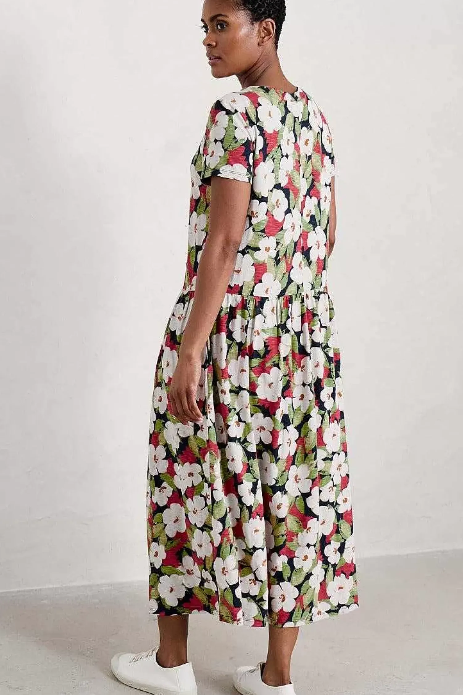 Dresses<Seasalt Cornwall Cladonia Short Sleeve Jersey Dress Coastal Bloom Maritime