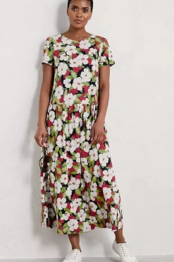 Dresses<Seasalt Cornwall Cladonia Short Sleeve Jersey Dress Coastal Bloom Maritime