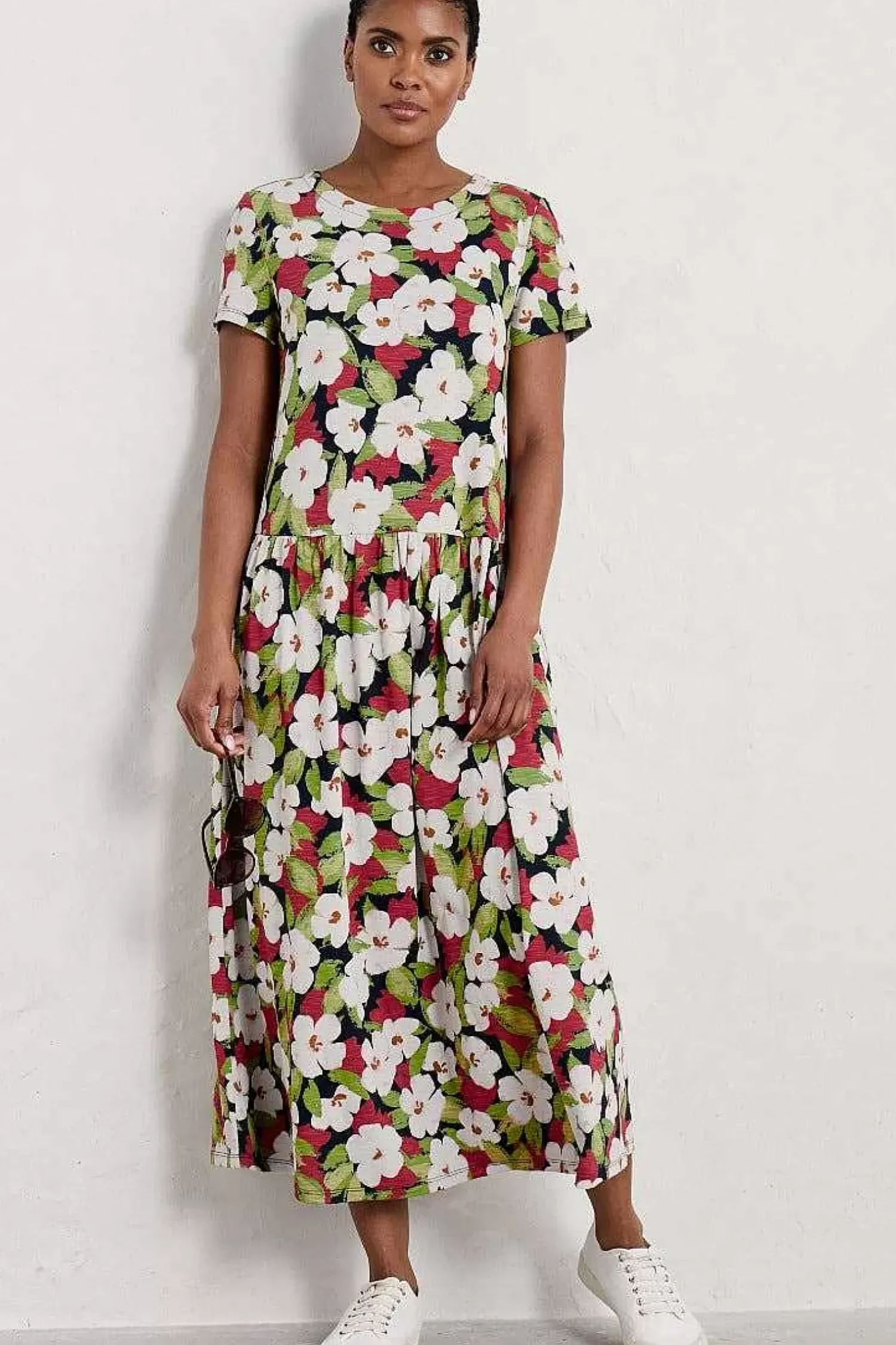 Dresses<Seasalt Cornwall Cladonia Short Sleeve Jersey Dress Coastal Bloom Maritime