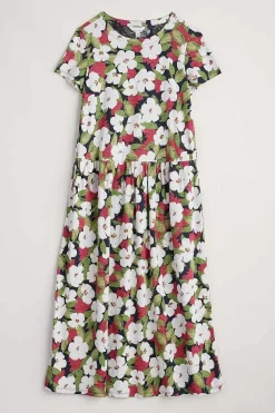 Dresses<Seasalt Cornwall Cladonia Short Sleeve Jersey Dress Coastal Bloom Maritime