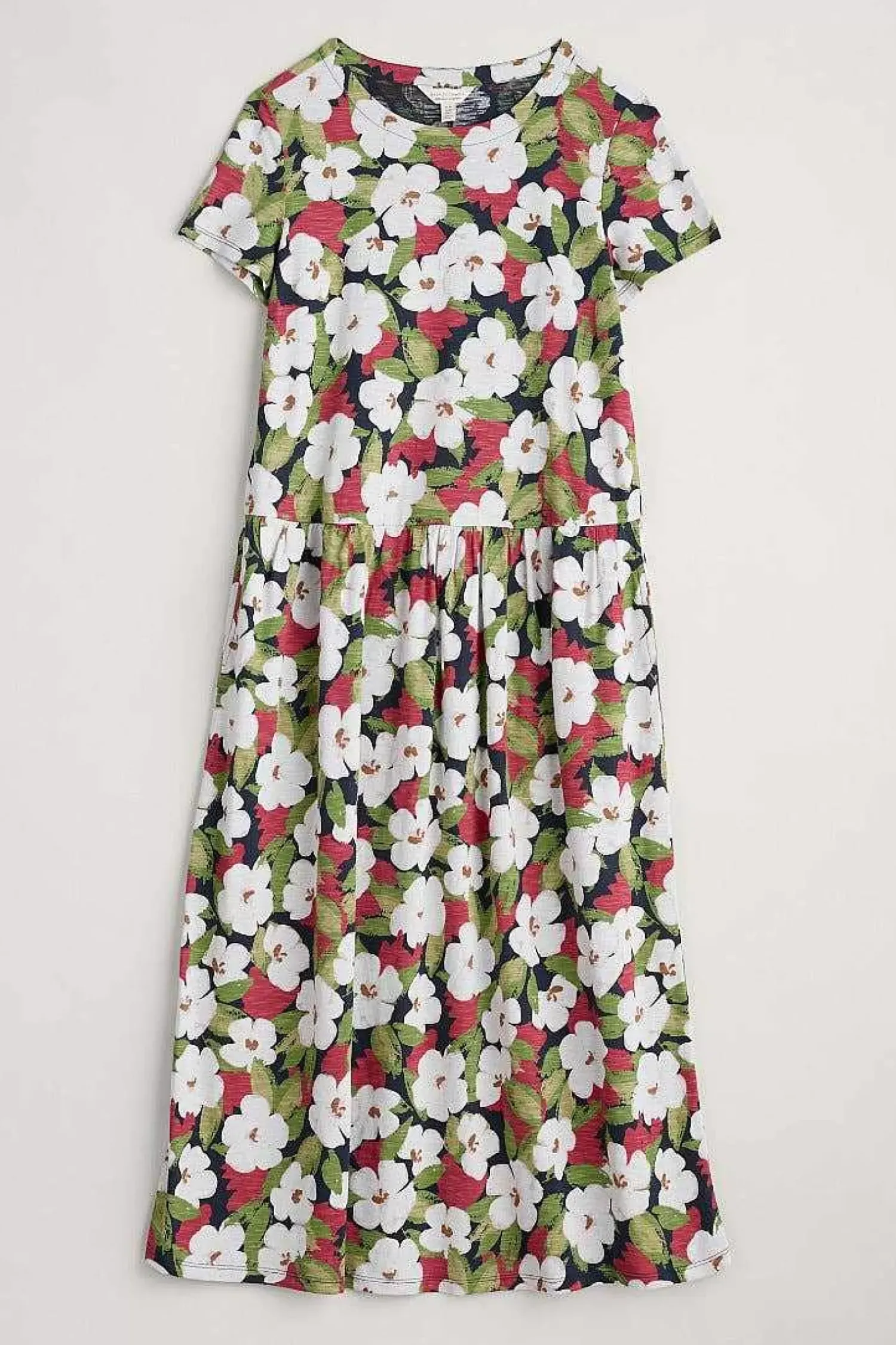 Dresses<Seasalt Cornwall Cladonia Short Sleeve Jersey Dress Coastal Bloom Maritime