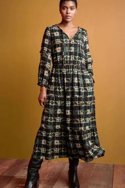 Dresses<Seasalt Cornwall Dearling Tiered Dress Folky Quilt Onyx