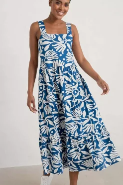 Dresses<Seasalt Cornwall Deep Water Tiered Dress Cut Paper Flowers Waterfront