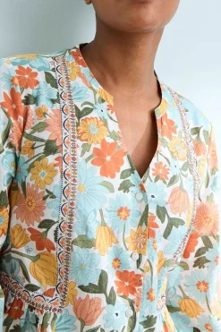 Tunics<Seasalt Cornwall Dragonfly V-Neck Tunic (Gots) Flowering Blooms Chalk