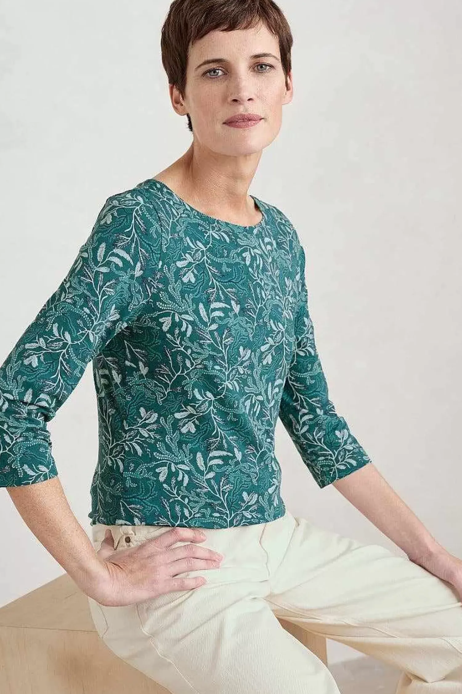 Tops<Seasalt Cornwall Easel 3/4 Sleeve Top Flowing Reeds Wreckage