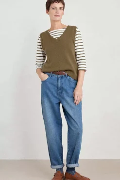 Knitwear<Seasalt Cornwall East View V-Neck Knitted Vest Laurel