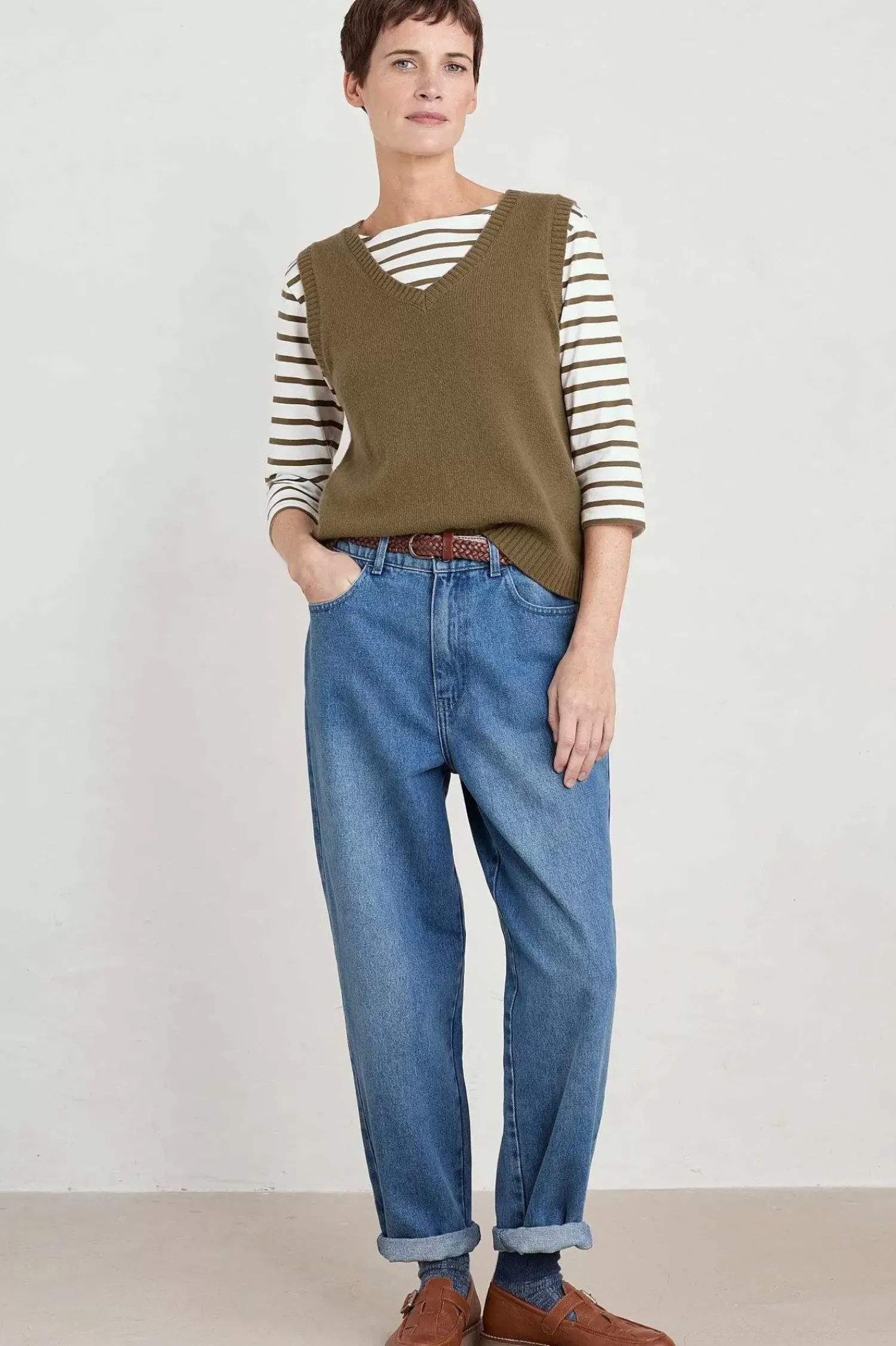 Knitwear<Seasalt Cornwall East View V-Neck Knitted Vest Laurel