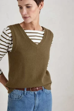Knitwear<Seasalt Cornwall East View V-Neck Knitted Vest Laurel