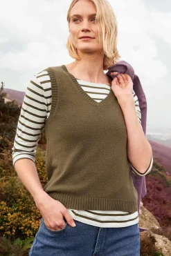 Knitwear<Seasalt Cornwall East View V-Neck Knitted Vest Laurel