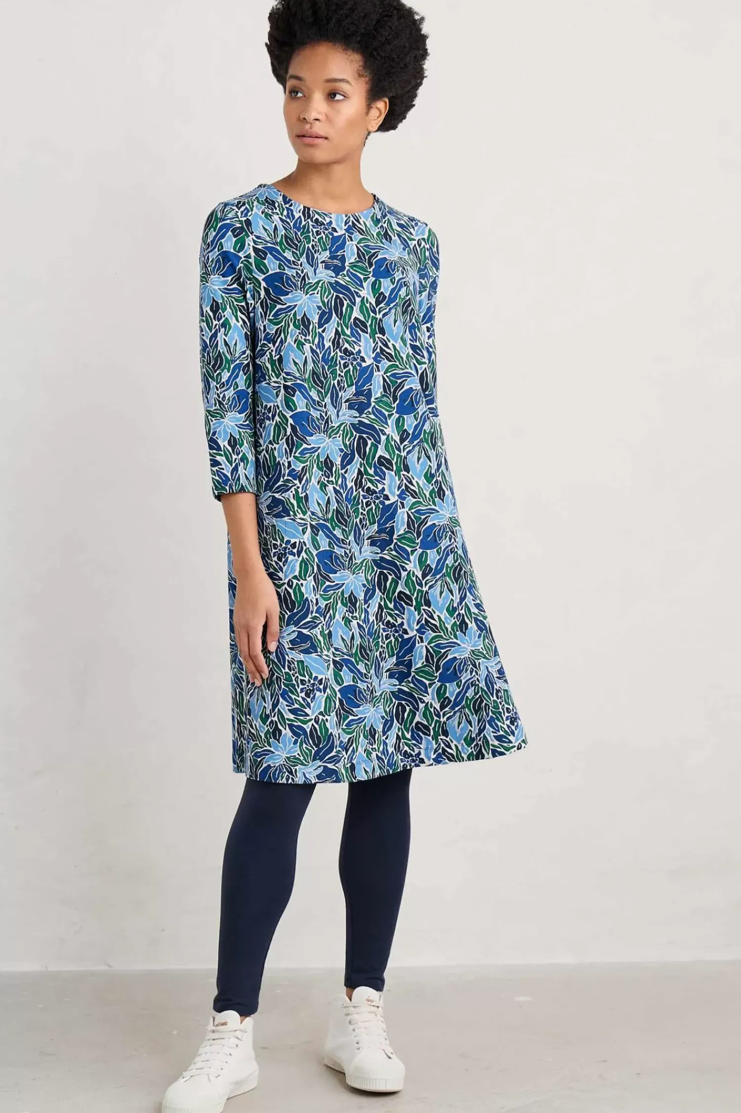 Dresses<Seasalt Cornwall Ebb Flow Jersey Dress Painterly Leaves Copse