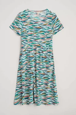 Dresses<Seasalt Cornwall Enor Fit-And-Flare Dress Estuary Tide Marks Chalk