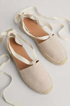 Shoes<Seasalt Cornwall Fern Path Ankle Tie Cotton Espadrilles Natural