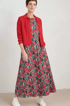 Knitwear<Seasalt Cornwall Forest Ridge Cable Knit Collared Cardigan Tomato