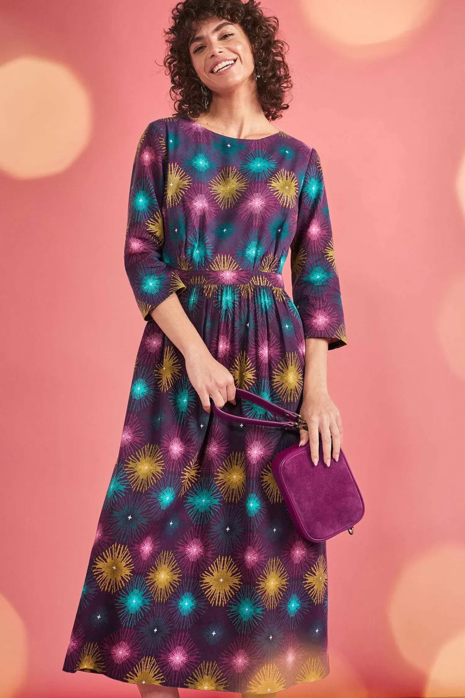 Dresses<Seasalt Cornwall Forestry Midi Dress Sparkler Geo Grape