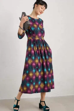 Dresses<Seasalt Cornwall Forestry Midi Dress Sparkler Geo Grape