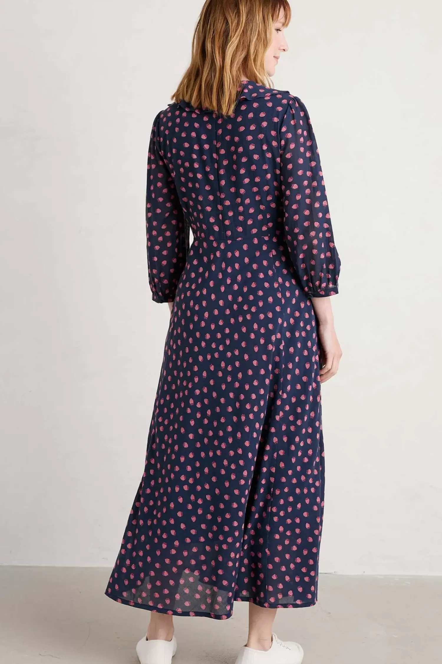 Dresses<Seasalt Cornwall Furled Flower V-Neck Dress Mini Raspberries Maritime