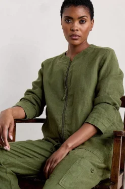 Coats & Jackets<Seasalt Cornwall Galleon Zip Through Linen Jacket Heath