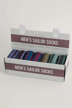 Socks<Seasalt Cornwall Gift Box Of 7 Men's Sailor Socks Cabooler Mix