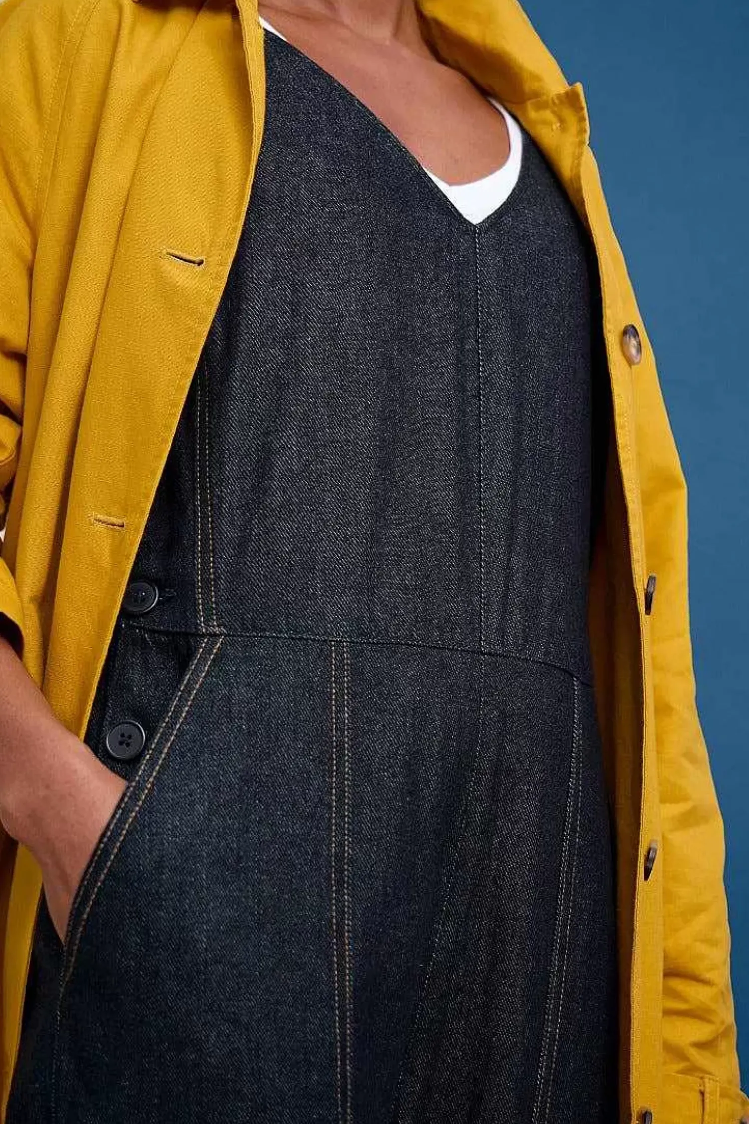 Trousers & Shorts<Seasalt Cornwall Gilley Denim Dungarees Dark Indigo Wash