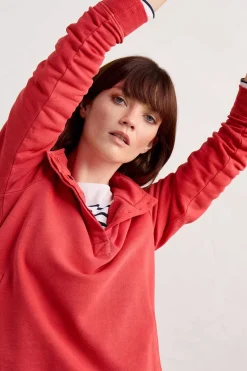 Tops<Seasalt Cornwall Greenshank Organic Cotton Collared Sweatshirt Tomato