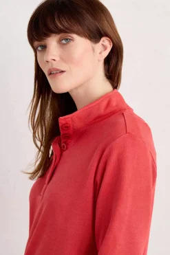 Tops<Seasalt Cornwall Greenshank Organic Cotton Collared Sweatshirt Tomato