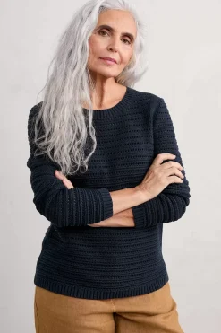 Knitwear<Seasalt Cornwall Gull Rock Pointelle Knit Jumper (Gots) Maritime