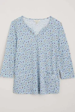 Tops<Seasalt Cornwall Gypsophilia Notch Neck Top Shaded Flowers Chalk