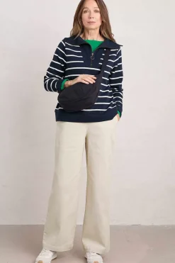 Trousers & Shorts<Seasalt Cornwall Hannafore View Full Length Wide Leg Trousers Limestone