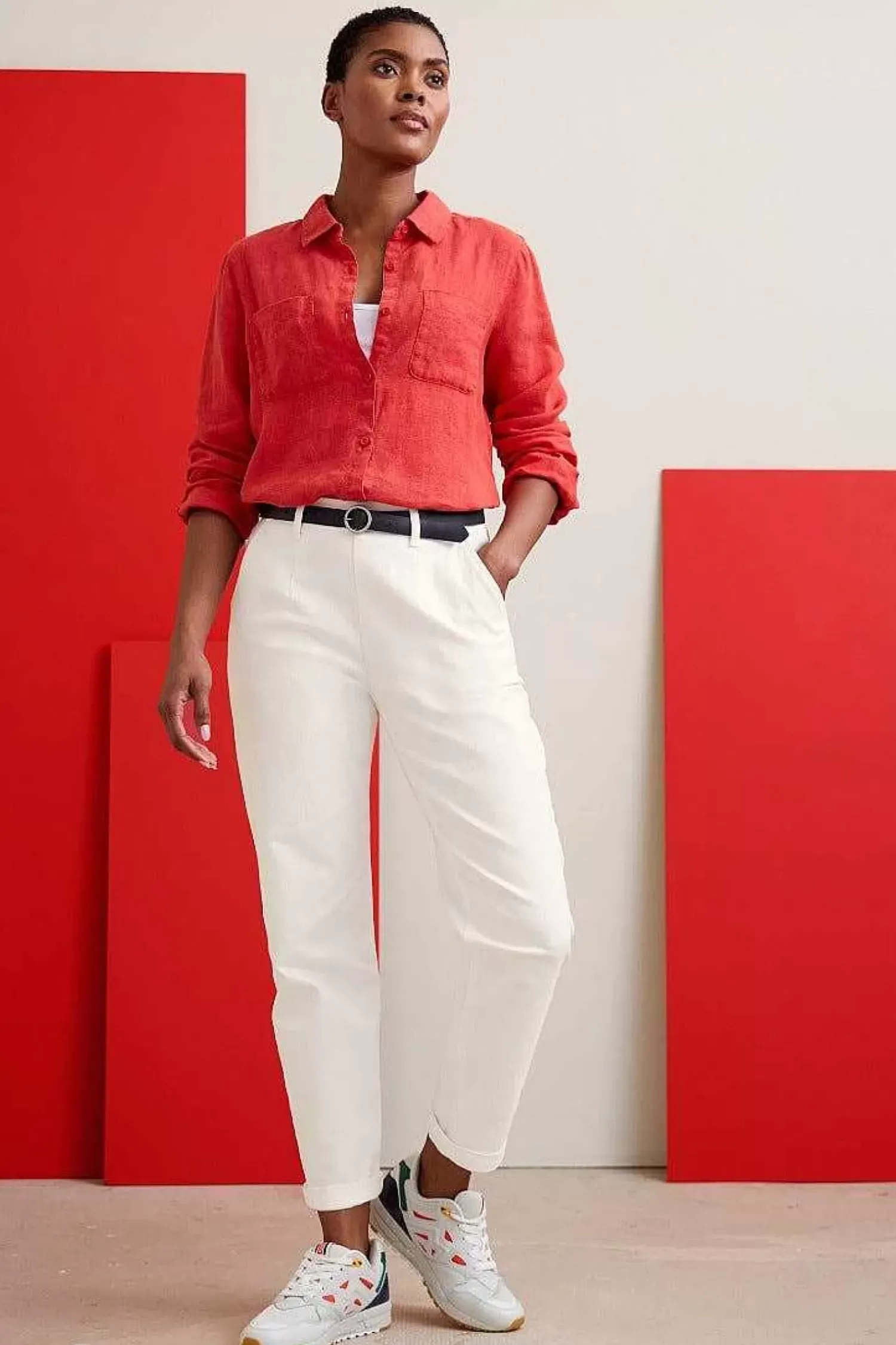 Tops<Seasalt Cornwall Hazel Branch Linen Shirt Tomato