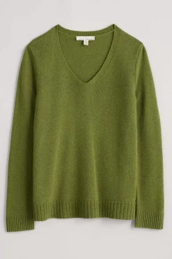 Knitwear<Seasalt Cornwall Hendra Lane V-Neck Jumper Dark Citron