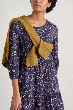 Dresses<Seasalt Cornwall Heron Dip Tiered Jersey Dress Dotted Paint Crocus