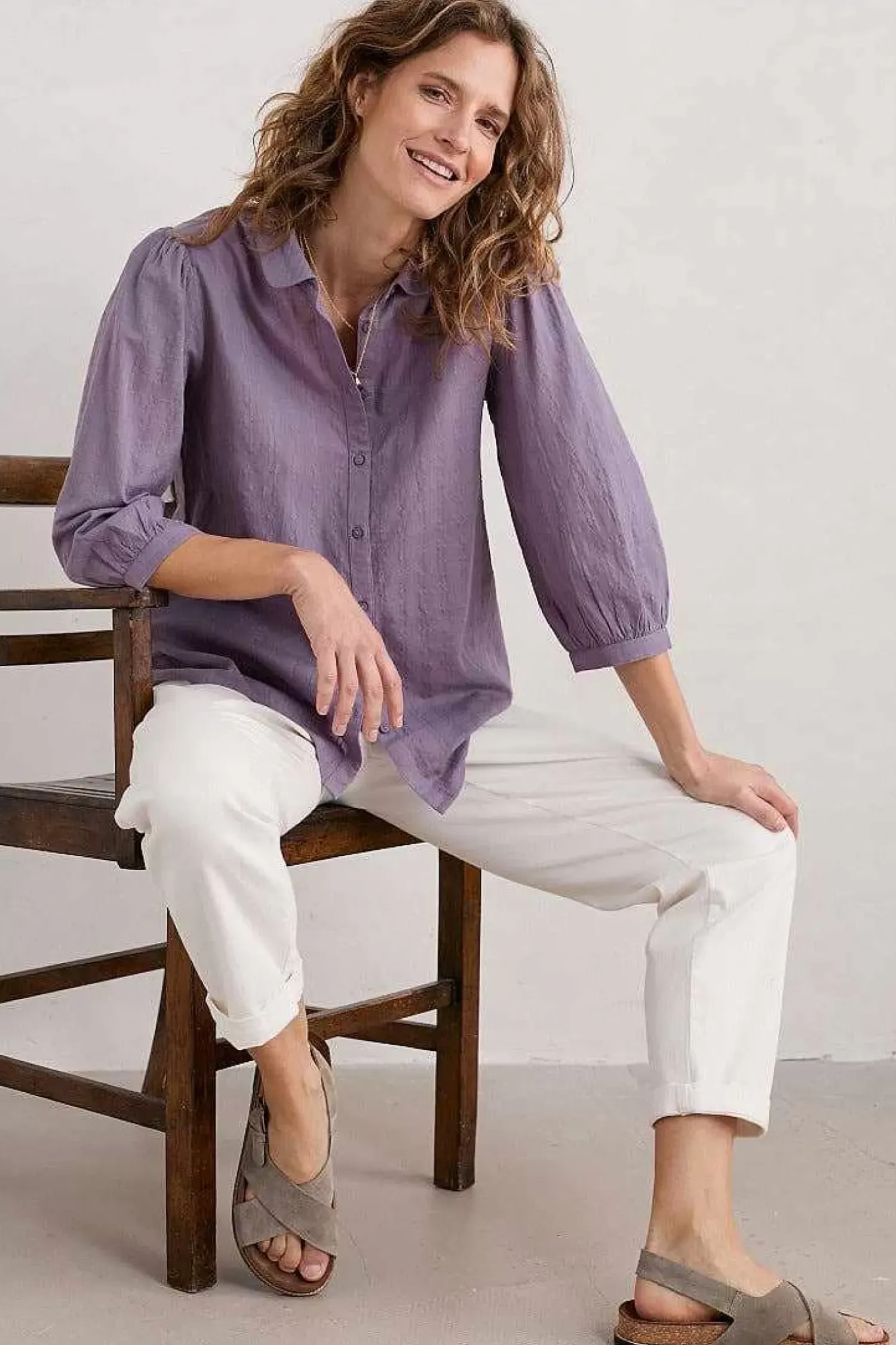 Tops<Seasalt Cornwall Hope Cottage Organic Cotton Check Blouse Grape Thistle