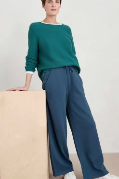 Trousers & Shorts<Seasalt Cornwall Ivy Barn Wide Leg Jersey Trousers Squall