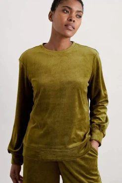 Tops<Seasalt Cornwall Kowan Velour Sweatshirt Bright Olive